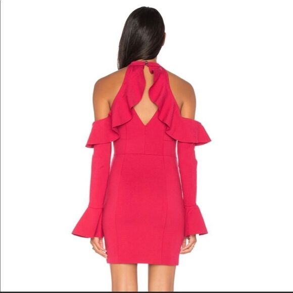 FREE PEOPLE RED OPEN SHOULDER RUFFLE DRESS - Picture 2 of 5